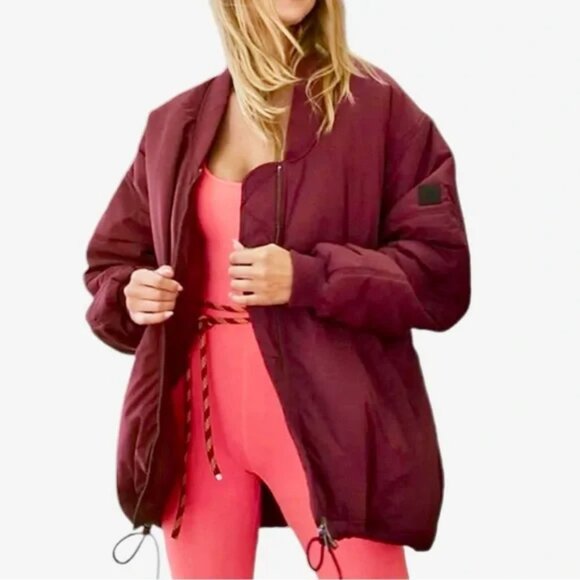 025 Free People Midnight Moon Solid Bomber Jacket NWOT Oversized Size Medium - Picture 1 of 8